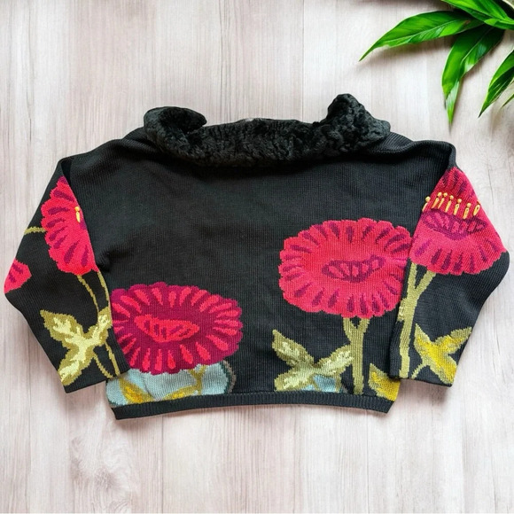 PERUVIAN CONNECTION Floral Knit Cardigan Sweater - XL - Picture 6 of 11